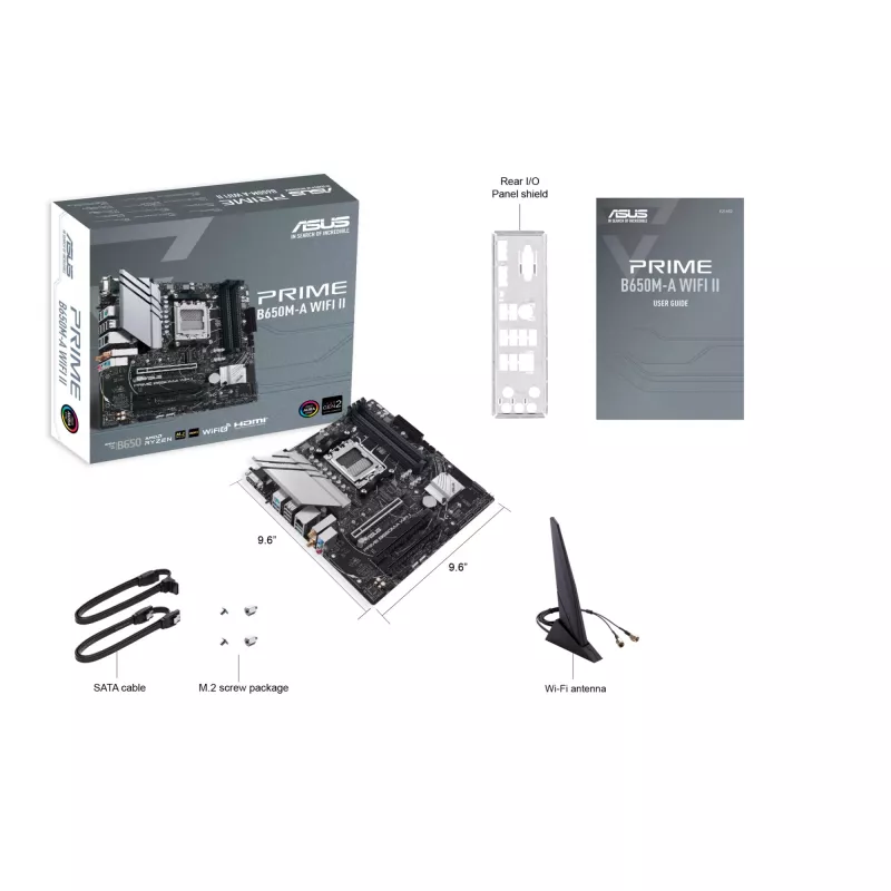 ASUS PRIME B650M-A WIFI II pagrindinė plokštė AMD B650 Socket AM5 micro ATX