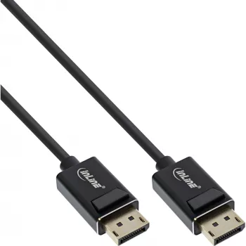InLine DisplayPort 2.0 kabelis, 8K4K UHBR, juodas, paauksuoti kontaktai, 1 m