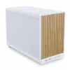 PC korpusas Lian Li A3-mATX Micro Tower baltas su mediniais akcentais – Micro-ATX/Mini-ITX, ATX/SFX/SFX-L maitinimo šaltinio palaikymas