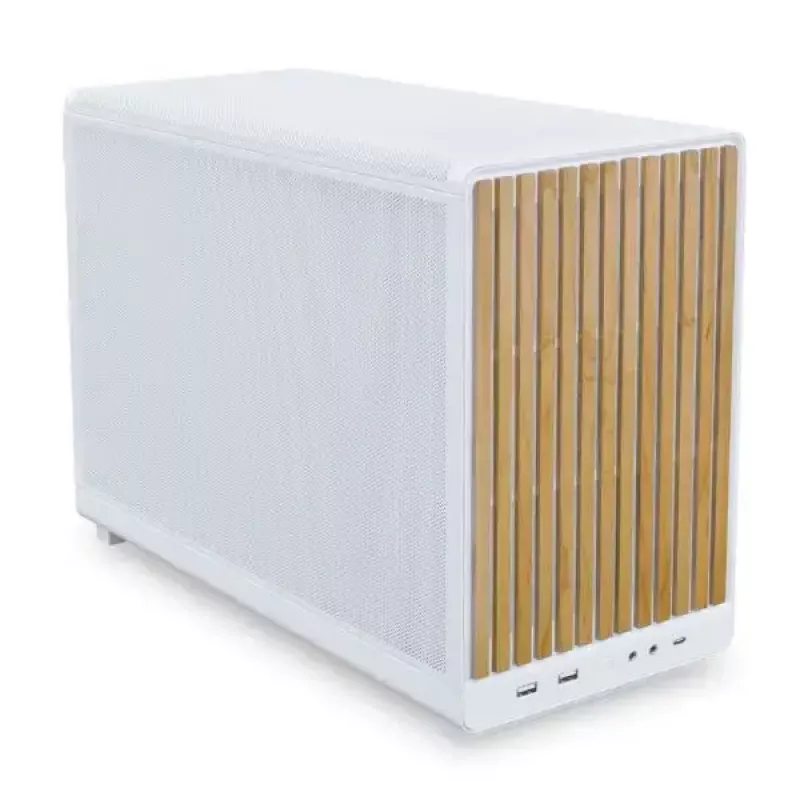 PC korpusas Lian Li A3-mATX Micro Tower baltas su mediniais akcentais – Micro-ATX/Mini-ITX, ATX/SFX/SFX-L maitinimo šaltinio palaikymas