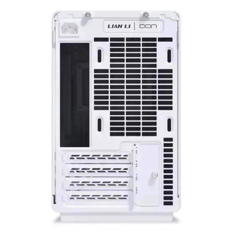 PC korpusas Lian Li A3-mATX Micro Tower baltas su mediniais akcentais – Micro-ATX/Mini-ITX, ATX/SFX/SFX-L maitinimo šaltinio palaikymas