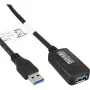 InLine USB3.2 Gen.1 aktyvus kartotuvinis kabelis, A tipo kištukas / lizdas, juodas, 5 m