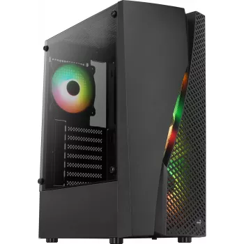 Aerocool WAVEBKV3 ATX kompiuterio korpusas su grūdintu stiklu ir 4 RGB ventiliatoriais, juodas
