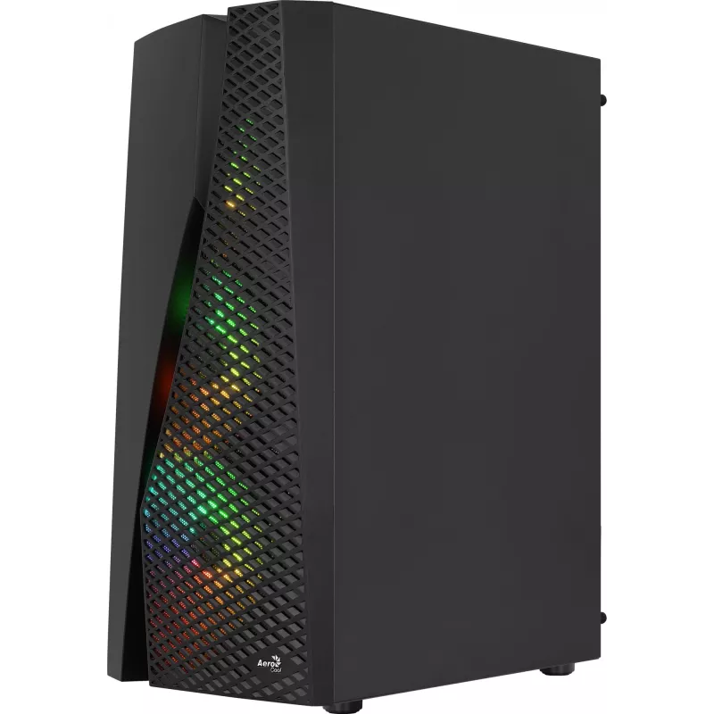 Aerocool WAVEBKV3 ATX kompiuterio korpusas su grūdintu stiklu ir 4 RGB ventiliatoriais, juodas