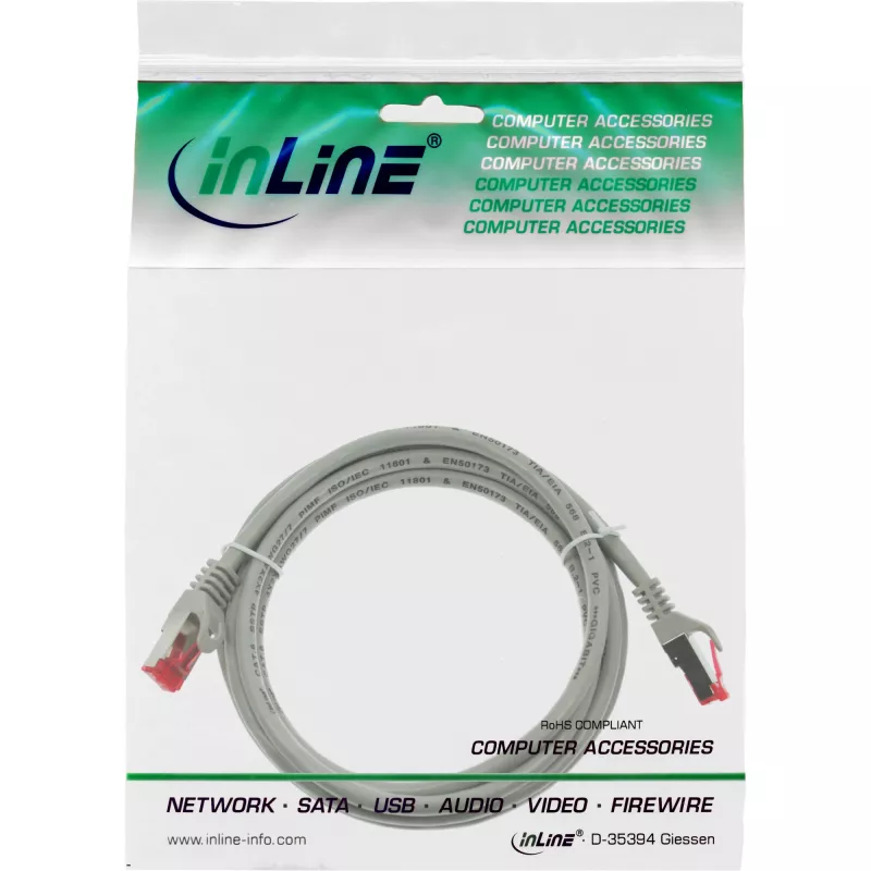 InLine Patch Laidas S/FTP PiMF Cat.6 250MHz varis pilkas 3m