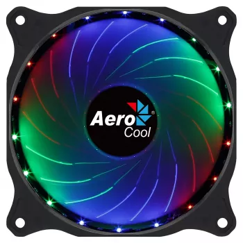 Aerocool COSMO12FRGB 120 mm kompiuterio korpuso ventiliatorius, 1000 RPM, 15 RGB LED, Molex jungtis, 3,72 W, juodas