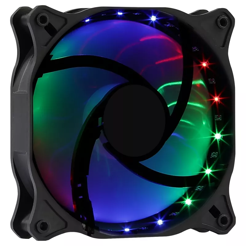 Aerocool COSMO12FRGB 120 mm kompiuterio korpuso ventiliatorius, 1000 RPM, 15 RGB LED, Molex jungtis, 3,72 W, juodas