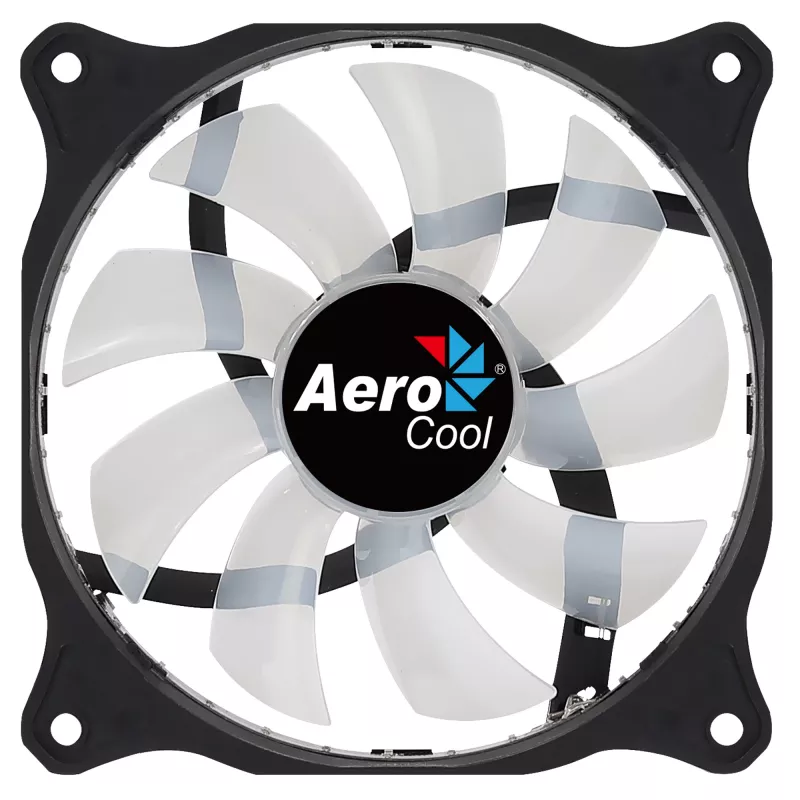 Aerocool COSMO12FRGB 120 mm kompiuterio korpuso ventiliatorius, 1000 RPM, 15 RGB LED, Molex jungtis, 3,72 W, juodas