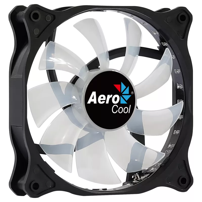 Aerocool COSMO12FRGB 120 mm kompiuterio korpuso ventiliatorius, 1000 RPM, 15 RGB LED, Molex jungtis, 3,72 W, juodas