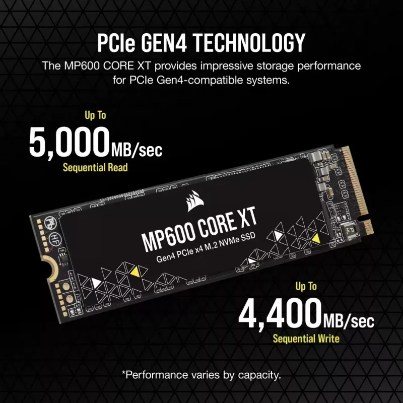 CORSAIR SSD – 4TB – MP600 Core Xt PCI-E 4.0 (gen4) x4 NVMe M.2