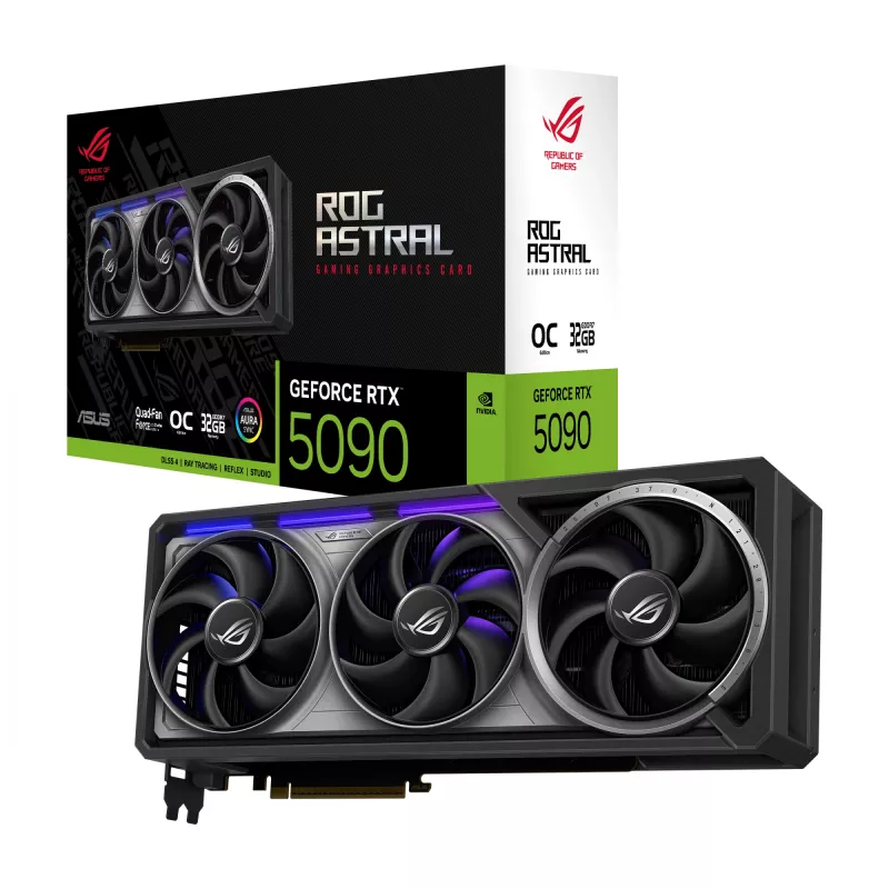Vaizdo plokštė ASUS GeForce RTX 5090 — 32 GB GDDR7, 512 bitų, PCIe 5.0, 4 ventiliatoriai, 357,6×149,3×76 mm