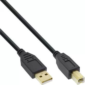 InLine USB 2.0 laidas Type A kištukas / Type B lizdas juodas, auksuotas, 1m