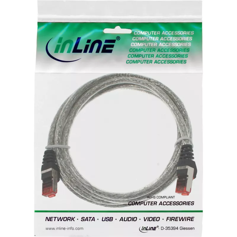 InLine Patch Laidas S/FTP PiMF Cat.6 250MHz PVC permatomas varinis 1m