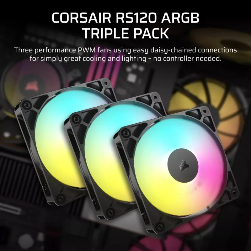 CORSAIR RS ARGB 120mm 3 vienetų komplektas ventiliatorių