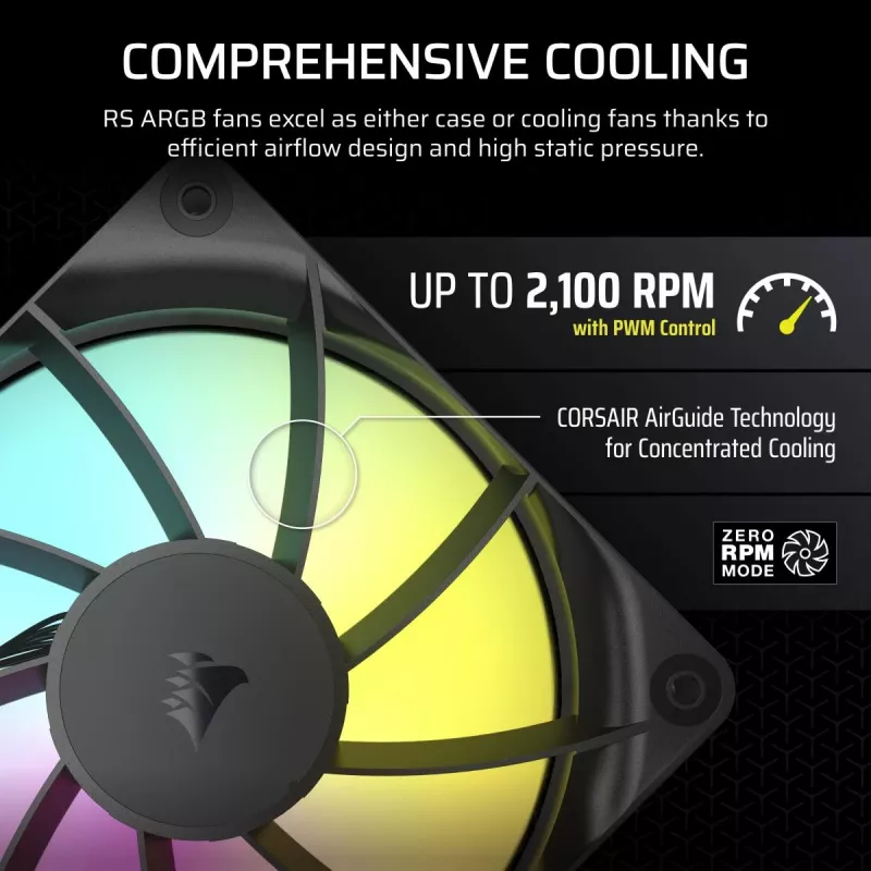 CORSAIR RS ARGB 120mm 3 vienetų komplektas ventiliatorių