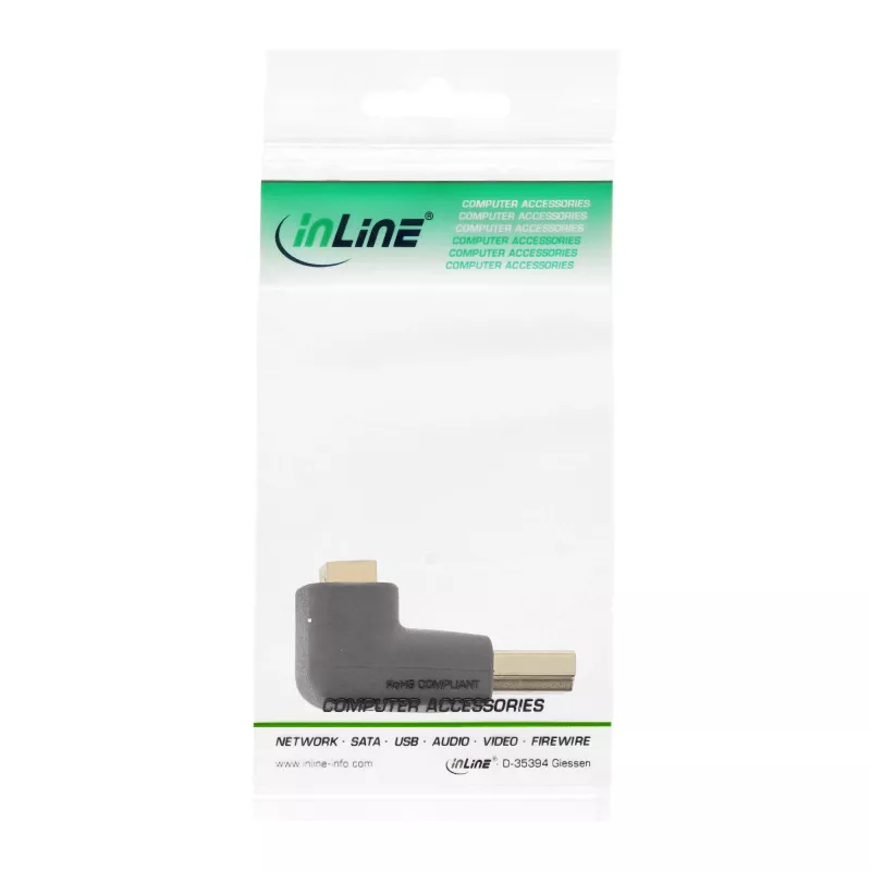 InLine HDMI adapteris, kištukas/lizdas, užlenktas į viršų, paauksuoti kontaktai, 4K2K