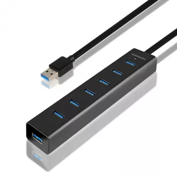 Axagon HUE-SA7BP 7x USB 3.0 ALU ĮKROVIMO stotelė JUODA su maitinimo adapteriu