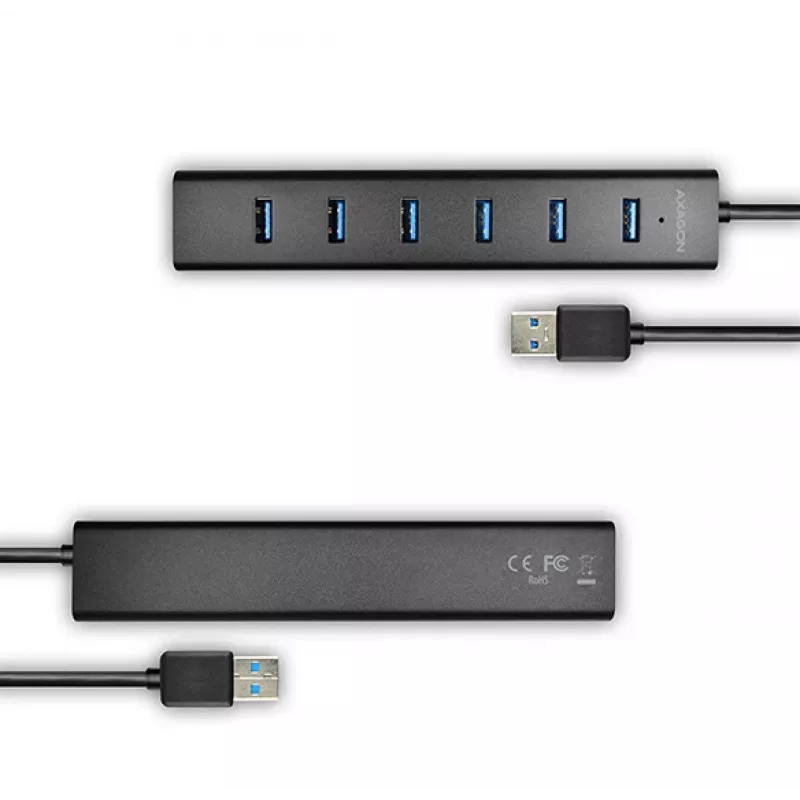 Axagon HUE-SA7BP 7x USB 3.0 ALU ĮKROVIMO stotelė JUODA su maitinimo adapteriu