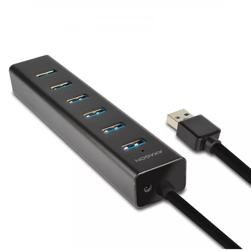 Axagon HUE-SA7BP 7x USB 3.0 ALU ĮKROVIMO stotelė JUODA su maitinimo adapteriu