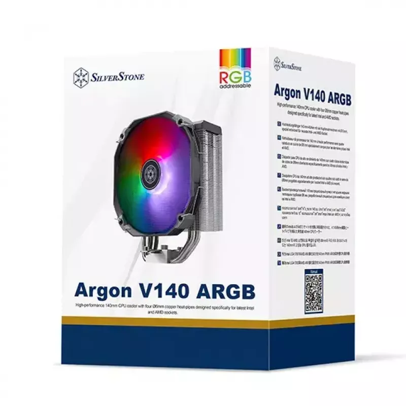 SilverStone Argon SST-ARV140-ARGB procesoriaus oro aušintuvas, 14 cm, ARGB, juodas / pilkas