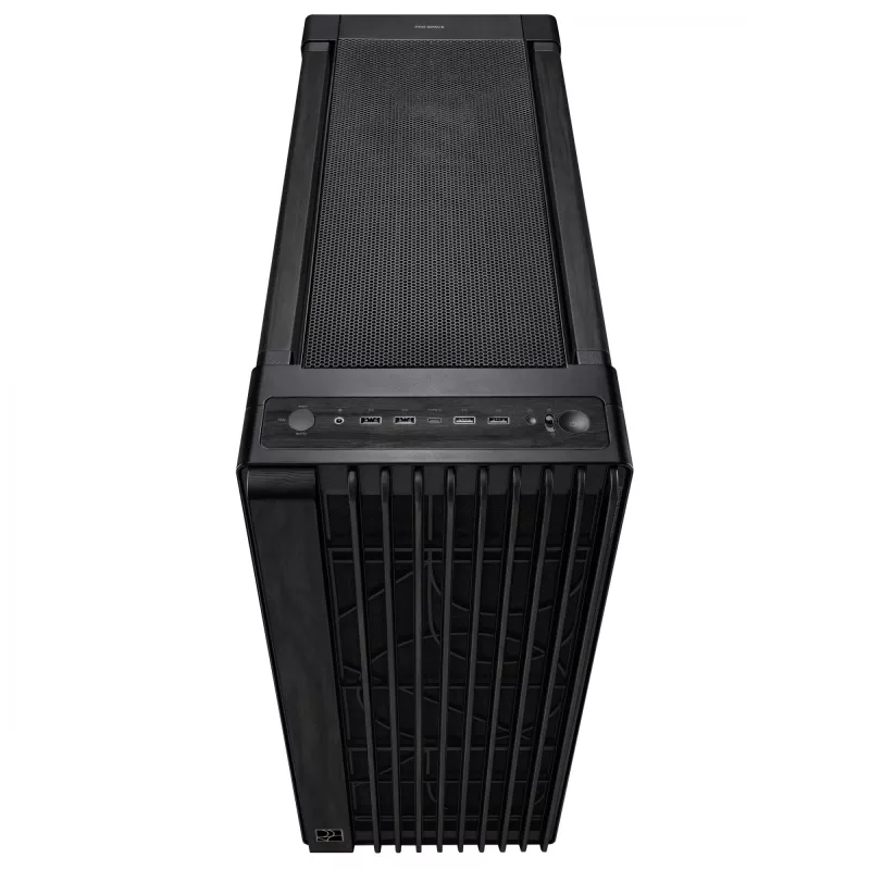 ASUS ProArt PA602 Wood Edition vidutinio dydžio kompiuterio korpusas, E-ATX, vaizdo plokštė iki 450 mm, procesoriaus aušintuvas iki 190 mm, 4 × 3,5" + 4 × 2,5" skyriai, USB-C, juodas