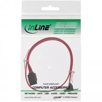 InLine SATA 6Gb/s kabelis su kampiniais fiksatoriais 0,3 m