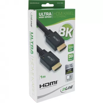 InLine Ultra High Speed HDMI laidas M/M 8K4K, auksuoti kontaktai, 1 m