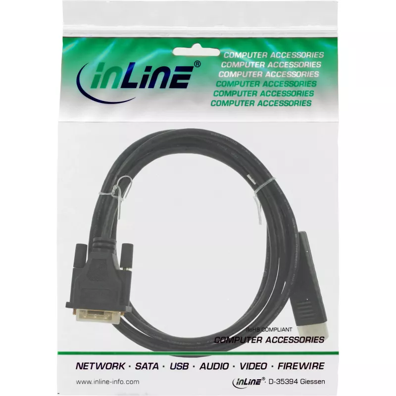InLine DisplayPort į DVI konverterio laidas, juodas, 2 m