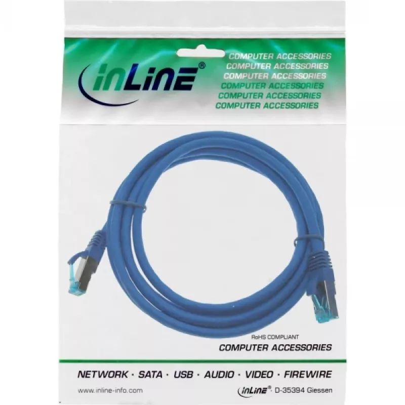 InLine Patch Laidas S/FTP PiMF Cat.6A halogen-free mėlynas 2m