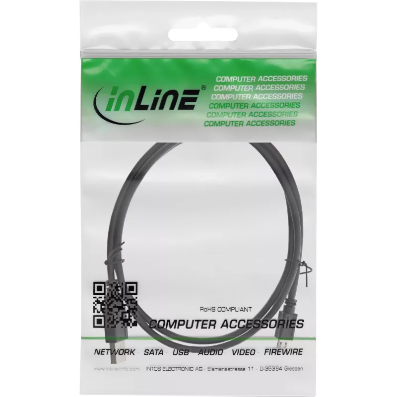 InLine Micro USB 2.0 laidas USB A kištukas / Micro-B kištukas, juodas, 1,5 m