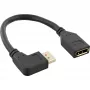 InLine DisplayPort 1.4 adapterio laidas M/F, 8K4K, kairėn lenktas, juodas/auksinis, 0,15 m