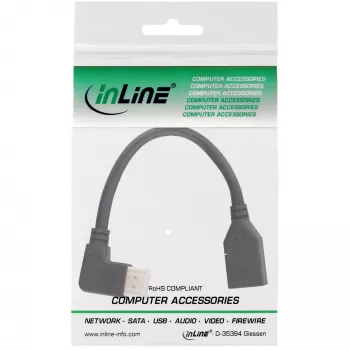 InLine DisplayPort 1.4 adapterio laidas M/F, 8K4K, kairėn lenktas, juodas/auksinis, 0,15 m