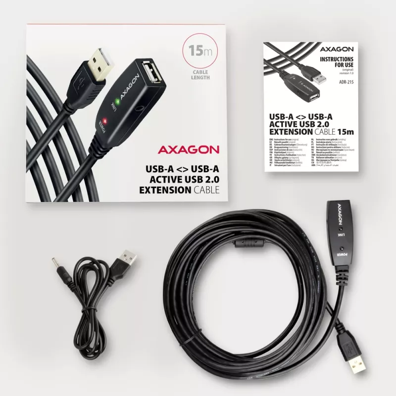 Aktyvus USB 2.0 prailginimo kabelis Axagon ADR-215 15 m