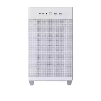 ASUS AP201 PRIME CASE TG WHITE Mini Tower korpusas — micro ATX, grūdintas stiklas, 3×3,5 colio vietos, 1×2,5 colio, USB-A×2, USB-C×1