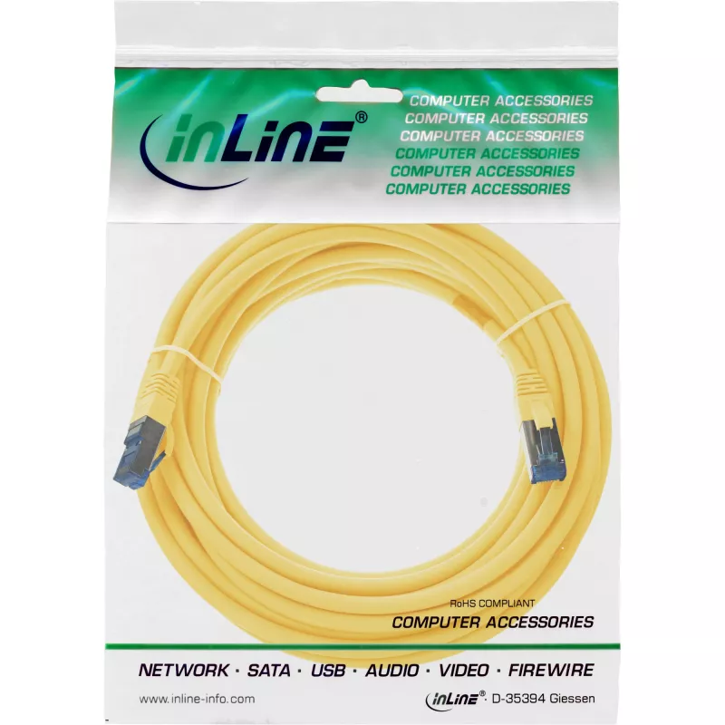 InLine Patch Laidas S/FTP PiMF Cat.6A halogen free 500MHz geltonas 5m