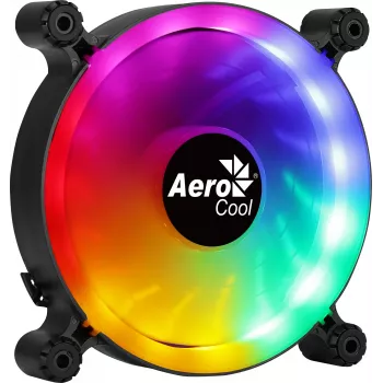 AEROCOOL SPECTRO12 120 mm kompiuterio ventiliatorius RGB, 12 V, 1000 RPM, 3,6 W, Molex, antivibracinis, juodas