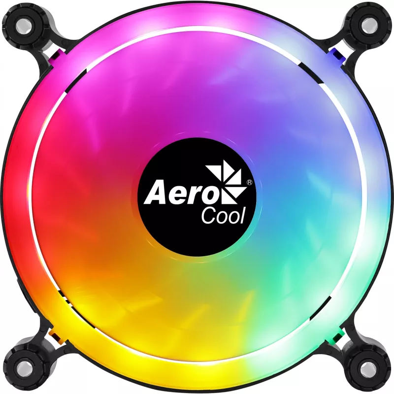 AEROCOOL SPECTRO12 120 mm kompiuterio ventiliatorius RGB, 12 V, 1000 RPM, 3,6 W, Molex, antivibracinis, juodas