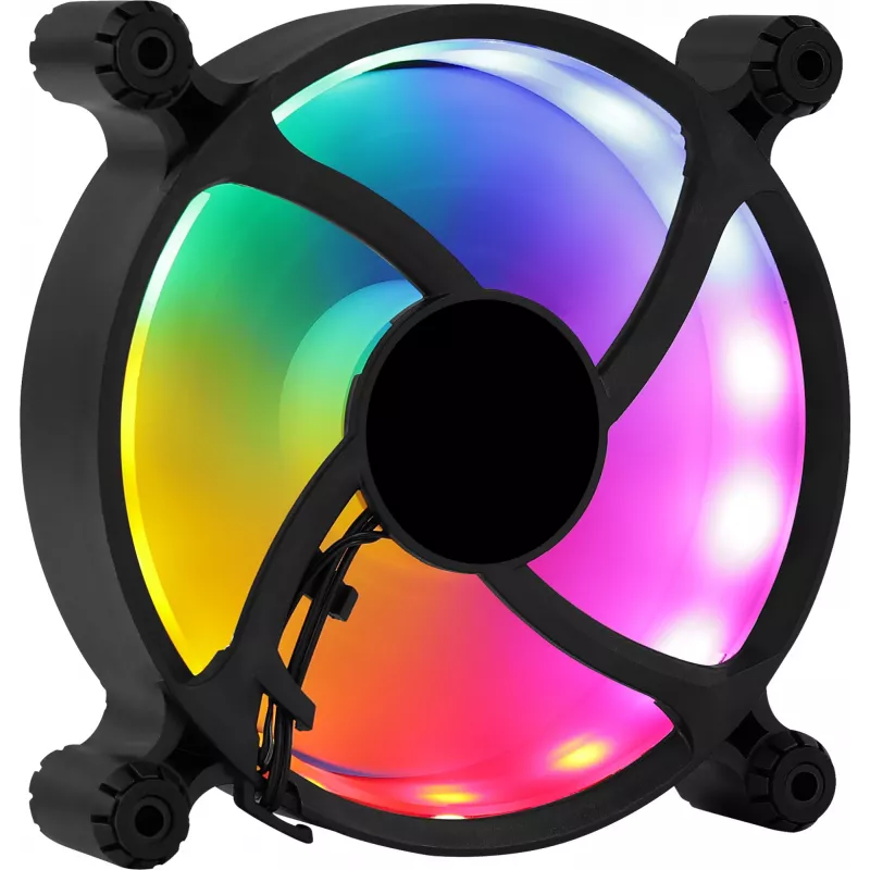AEROCOOL SPECTRO12 120 mm kompiuterio ventiliatorius RGB, 12 V, 1000 RPM, 3,6 W, Molex, antivibracinis, juodas