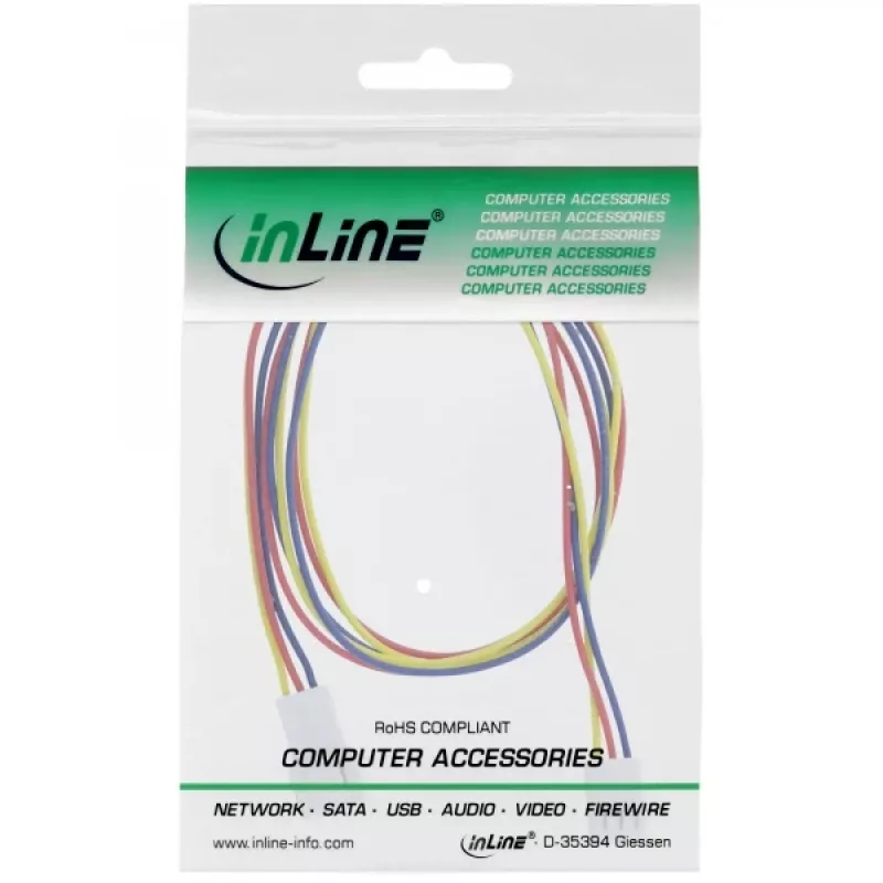 InLine Fan Cable Extension 3pin Molex vyriškas/moteriškas ilgis 0,60m