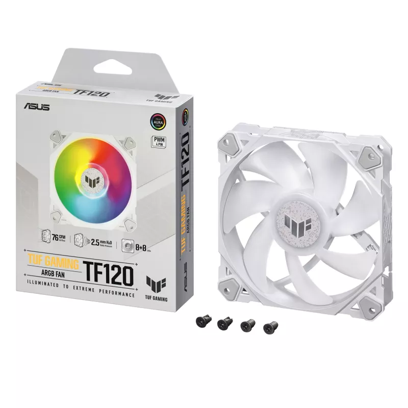 ASUS TUF GAMING TF120 ARGB WHITE EDITION kompiuterio korpuso ventiliatorius 12 cm