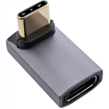 InLine USB4 adapteris USB-C vyriškas/moteriškas kampuotas aukštyn/žemyn, aliuminis, pilkas