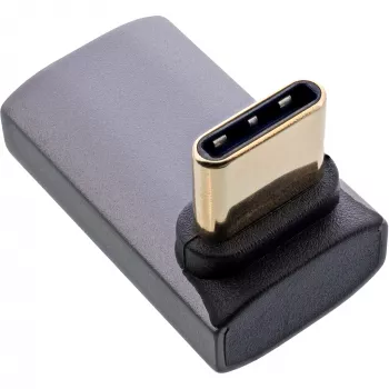InLine USB4 adapteris USB-C vyriškas/moteriškas kampuotas aukštyn/žemyn, aliuminis, pilkas