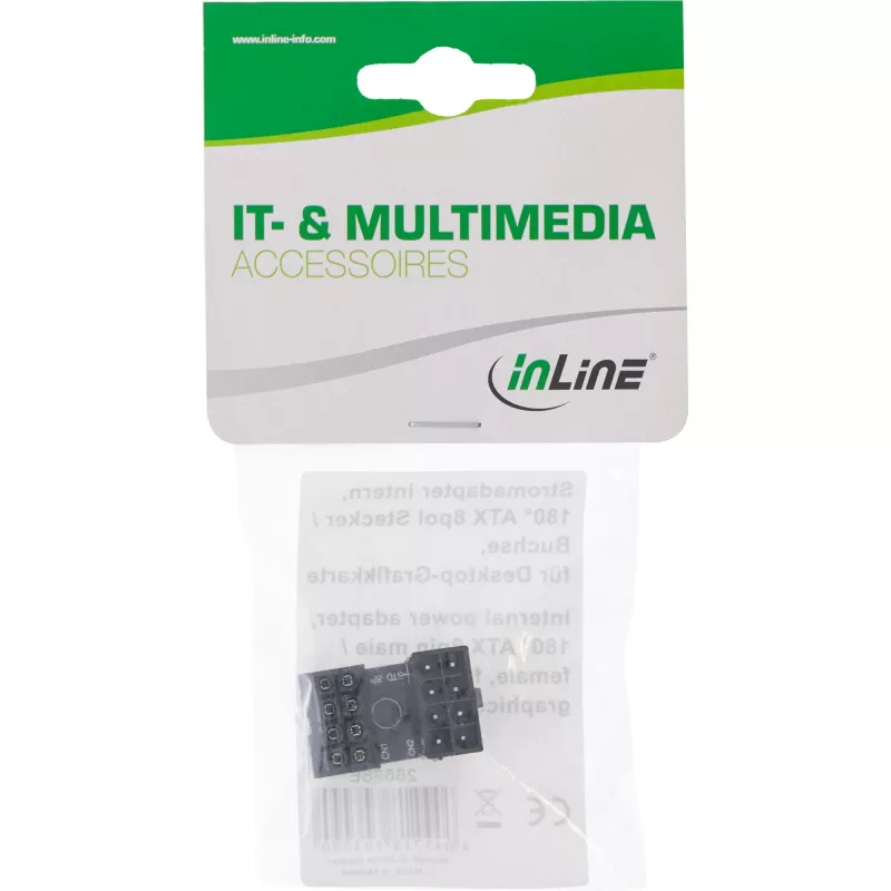 InLine vidinis maitinimo adapteris 180° ATX 8pin vyriškas moteriškas juodas 26638E