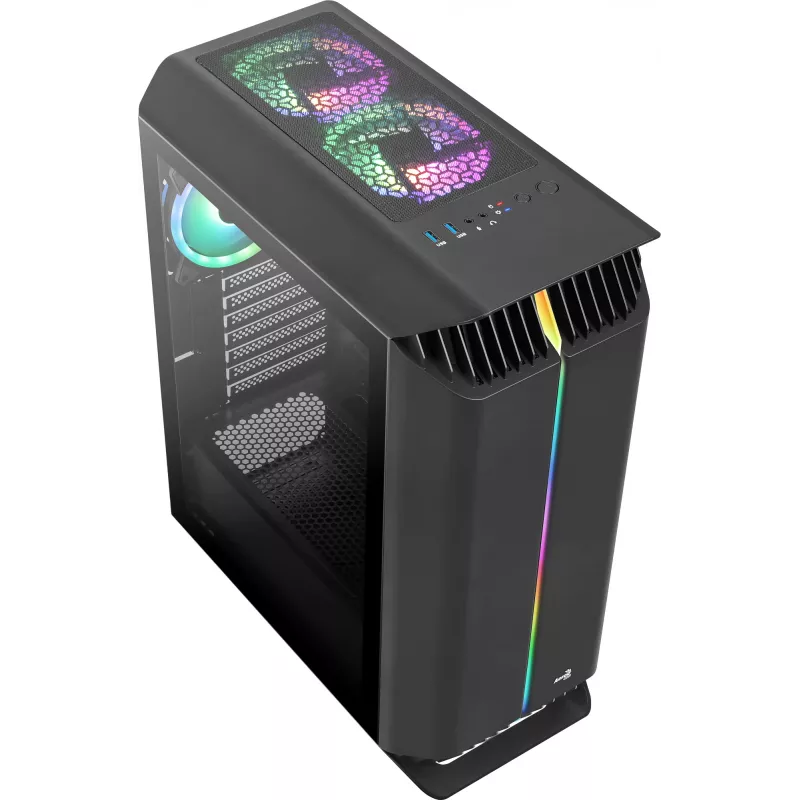 Aerocool GLADIATOR DUO ATX korpusas žaidimams, Midi Tower, 3x ARGB 12cm ventiliatoriai, juodas