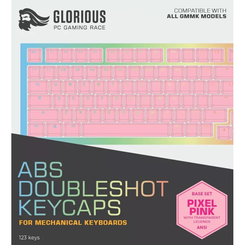 Glorious PC Gaming Race Doubleshot Keycaps V2 – rausvi klaviatūros dangteliai