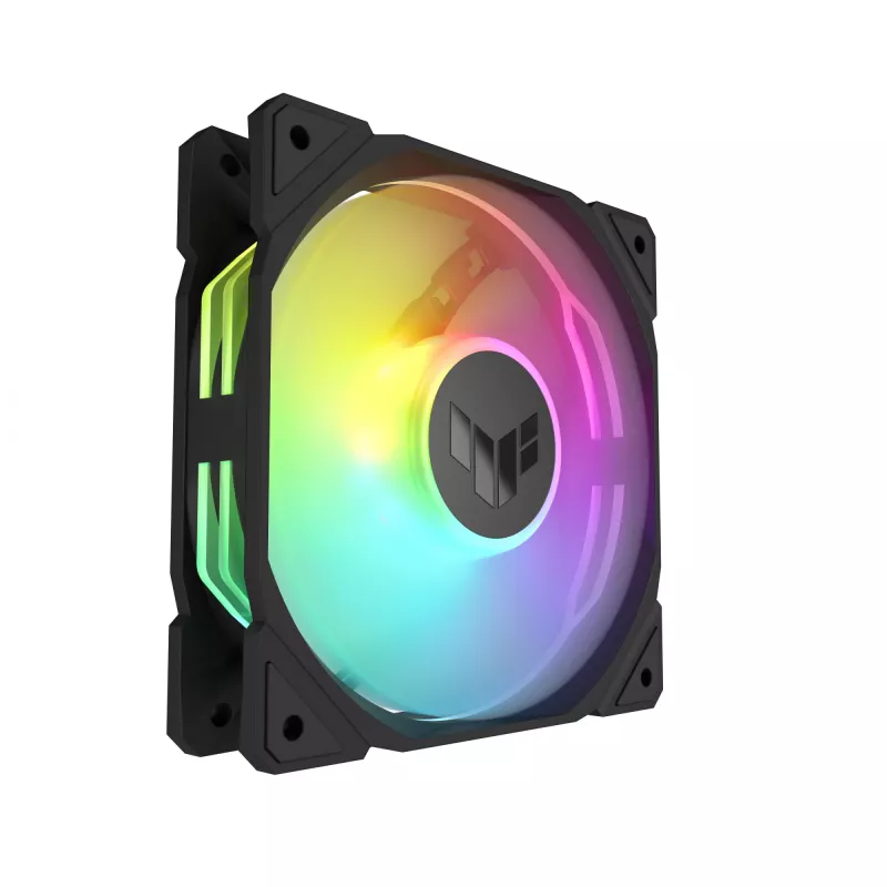 Ventiliatorius ASUS TUF Gaming TR120 ARGB Reverse Triple Pack — 3×120 mm, 2200 RPM, PWM, 2.75 mmH2O, 16 LED, Juodas