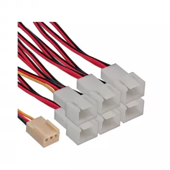 InLine Y-kabelis ventiliatoriams 3pin Molex moteriškas / 6x 3pin Molex vyriškas 33436