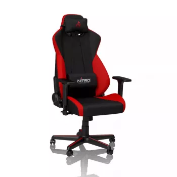 Žaidimų kėdė Nitro Concepts S300 su audinio sėdyne, reguliuojamas aukštis 128–140 cm, atlošo plotis 56 cm, audinio sėdynė (Juoda/Raudona)