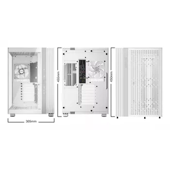 Korpusas be quiet! LIGHT BASE 600 LX White Midi Tower – ATX, šoninis langas, ARGB priekis, USB-C, palaiko 360 mm radiatorių