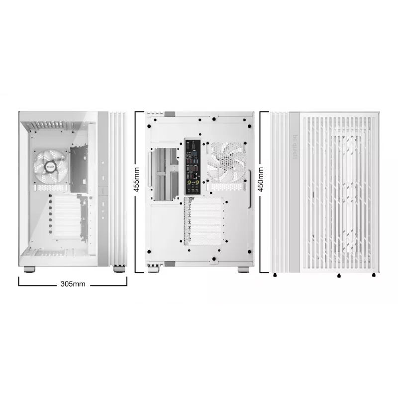 Korpusas be quiet! LIGHT BASE 600 LX White Midi Tower – ATX, šoninis langas, ARGB priekis, USB-C, palaiko 360 mm radiatorių